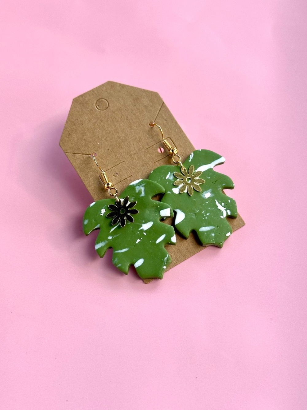 Monstera Leaf | Handmade Lightweight Polymer Clay Hypoallergenic Earrings